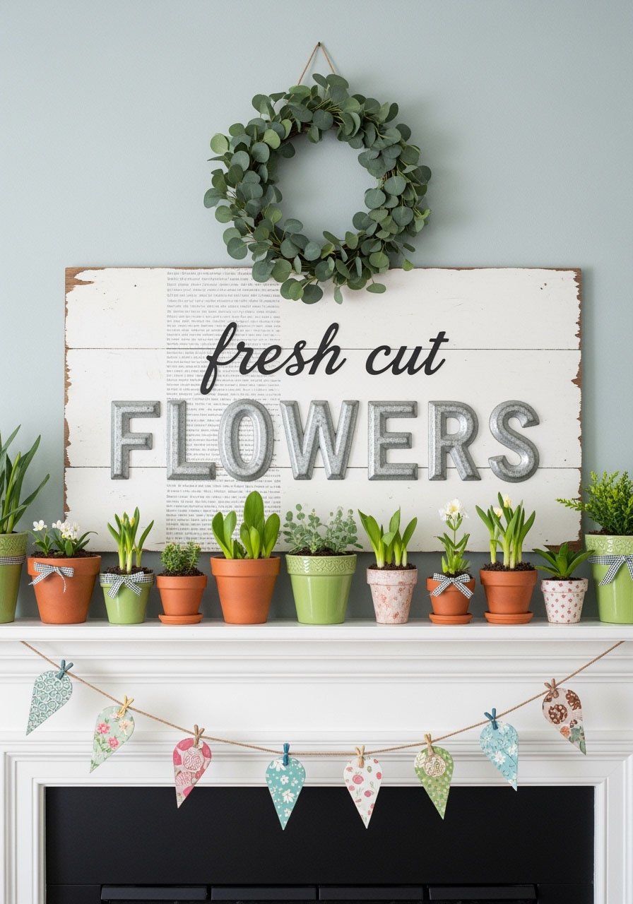 Ambiance de marché aux fleurs sur la cheminée