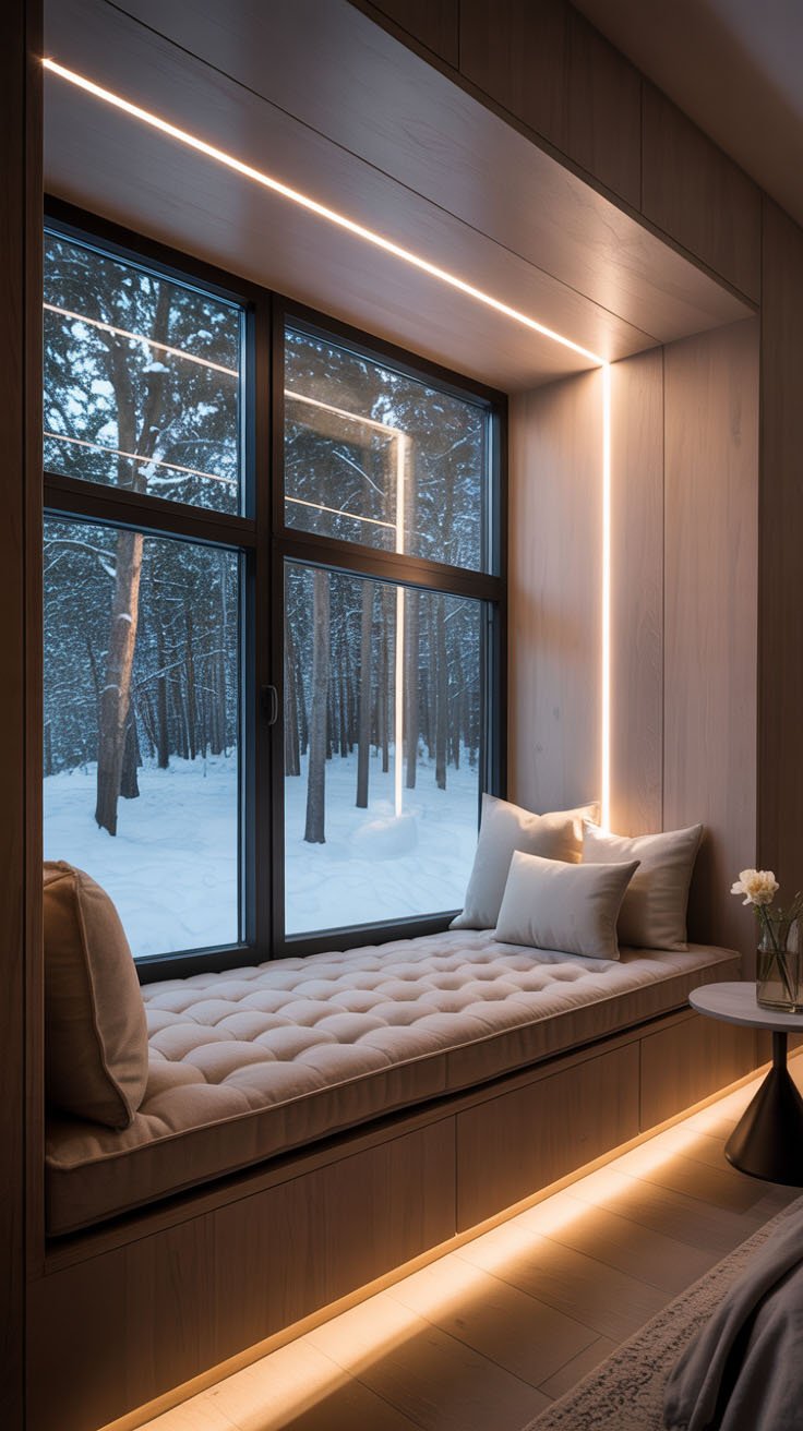 Banquette de fenêtre moderne avec éclairage LED intégré