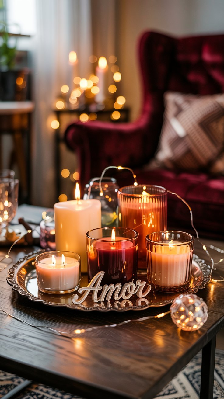 Bougies d'automne et guirlande