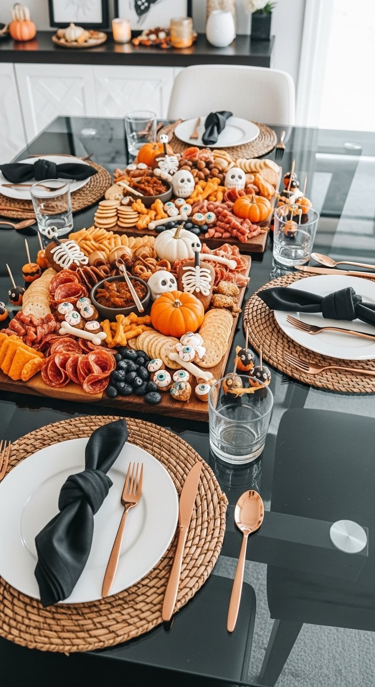 Grand plateau de charcuterie halloween avec des aperitifs effrayants