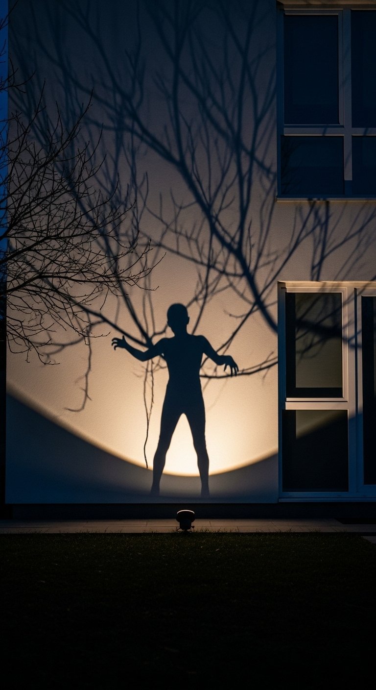 Ombre de monstre projetée sur le mur d une maison la nuit