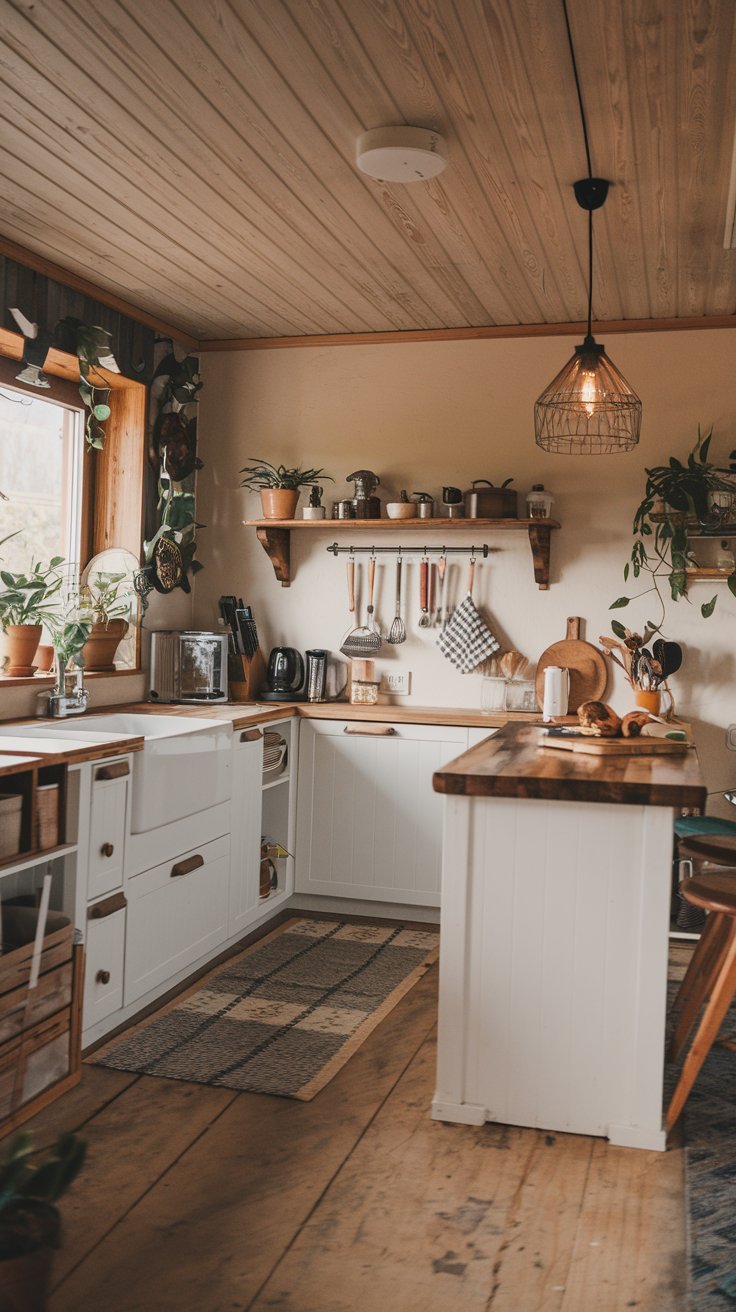 Cuisine d inspiration scandinave avec des meubles blancs et des plantes