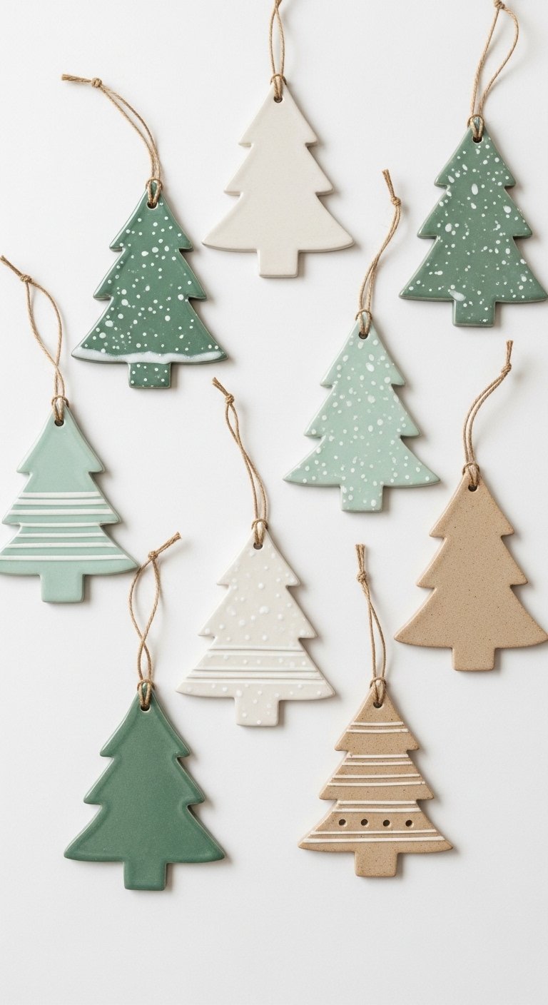Suspensions de Noël en céramique en forme de sapins de différentes couleurs