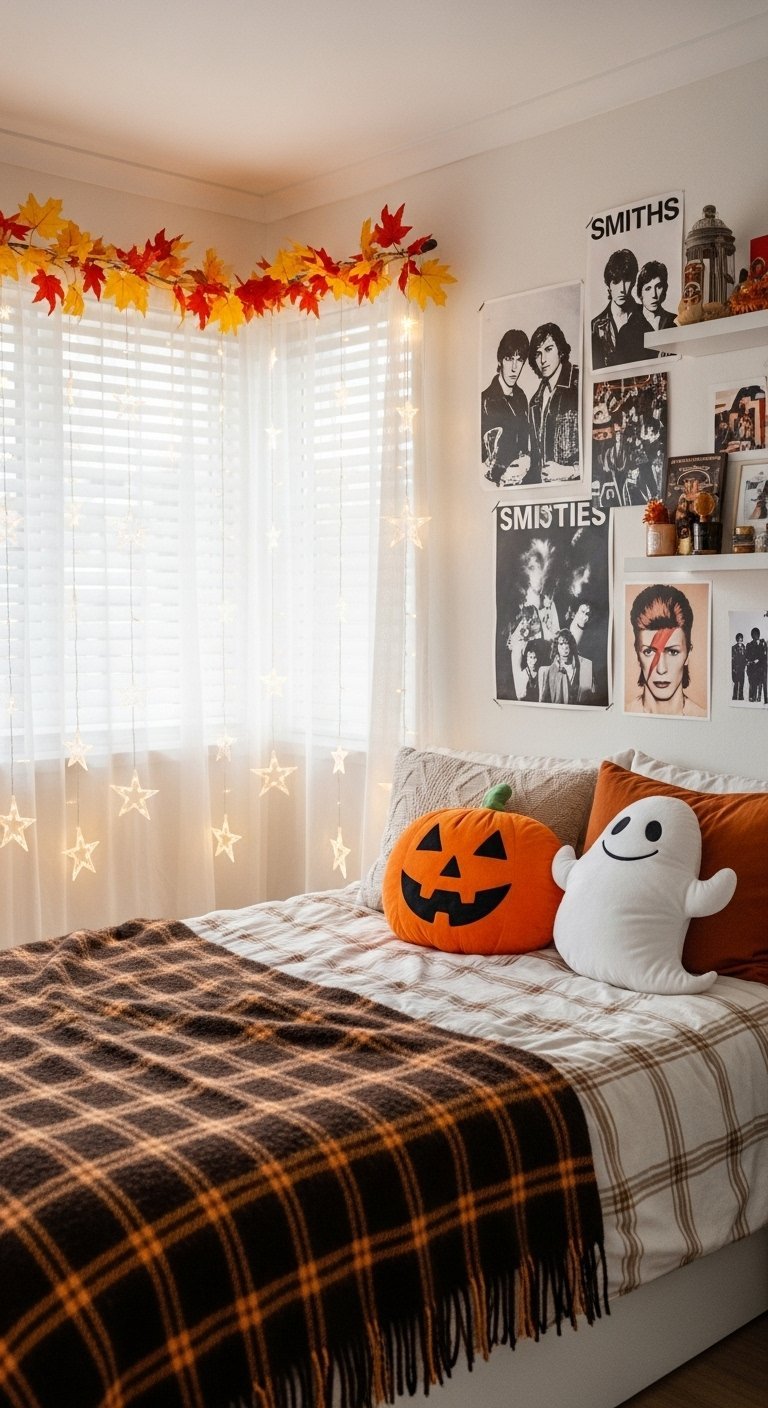 Chambre d adolescent avec des coussins en forme de citrouille et de fantome