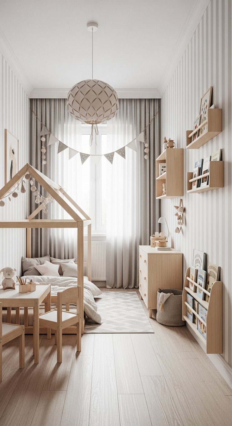 Chambre d enfant Montessori avec lit cabane au sol