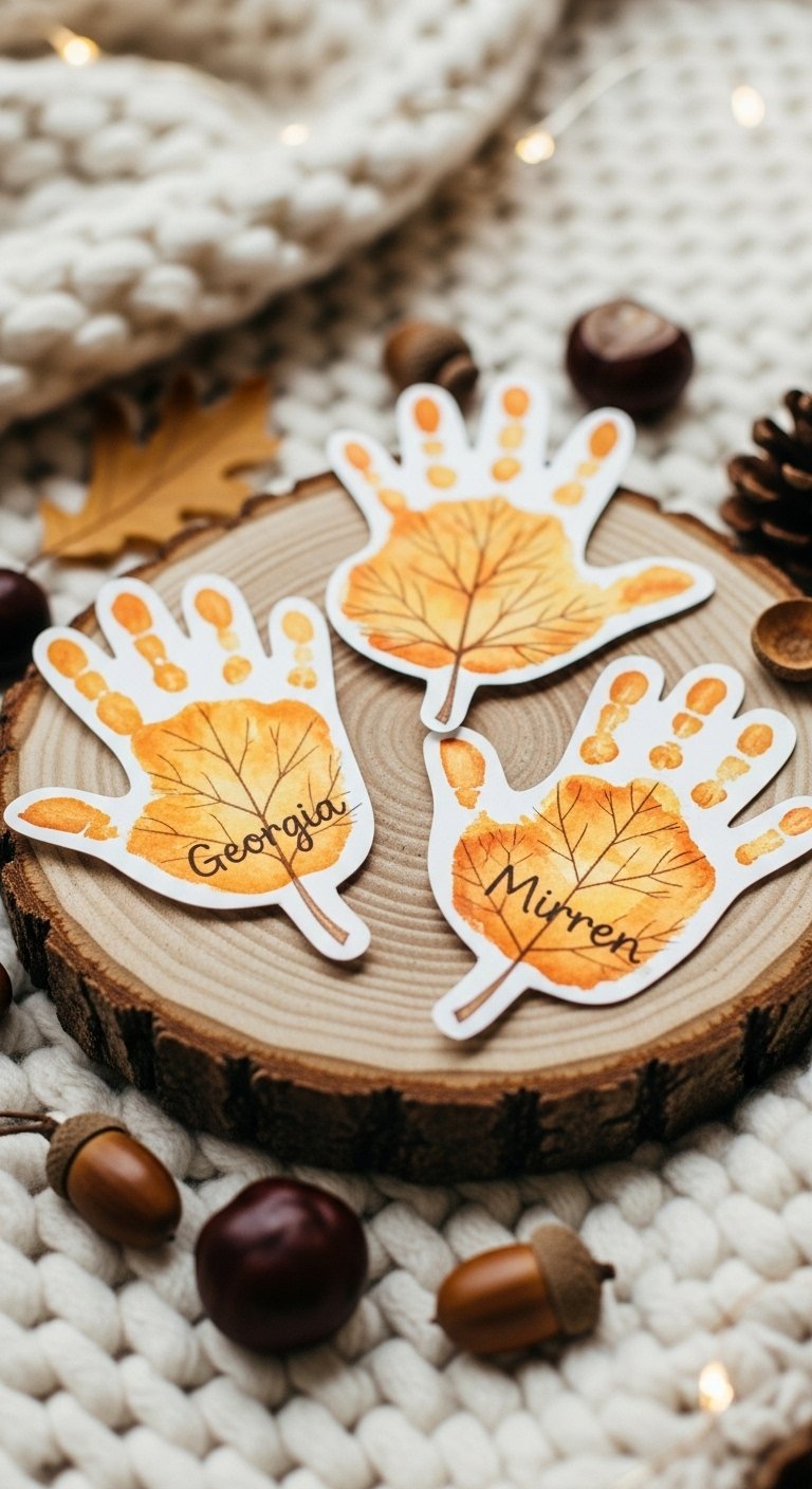 Découpages en forme de main d enfant décorés comme des feuilles d automne