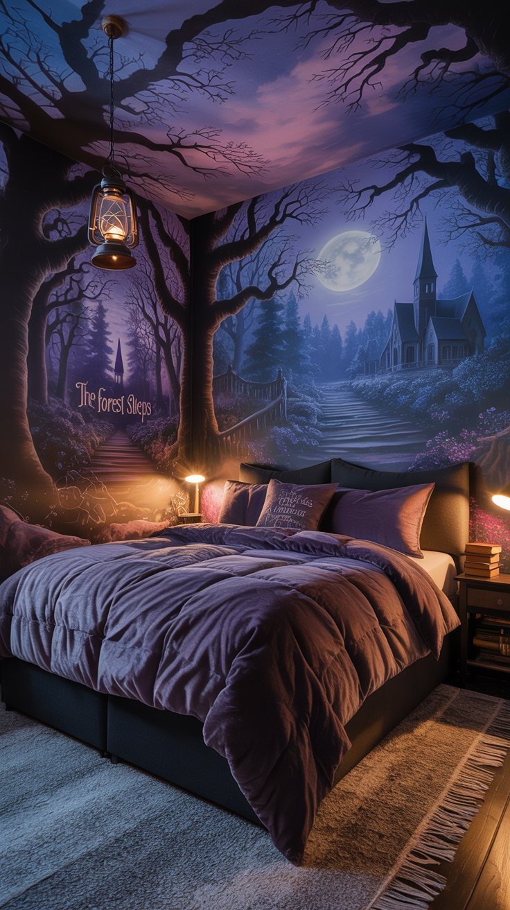 Chambre de cinéphile avec des affiches de films d horreur classiques encadrées