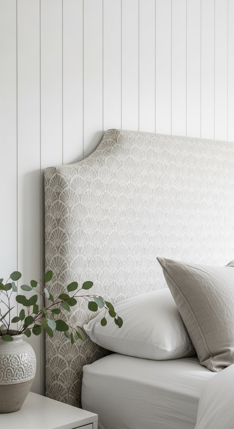 Tete de lit en tissu a motif eventail de style Art Deco