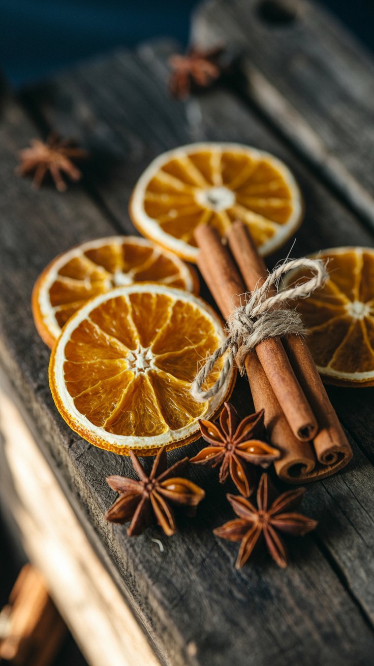 Rondelles d orange séchée avec bâtons de cannelle et anis étoilé