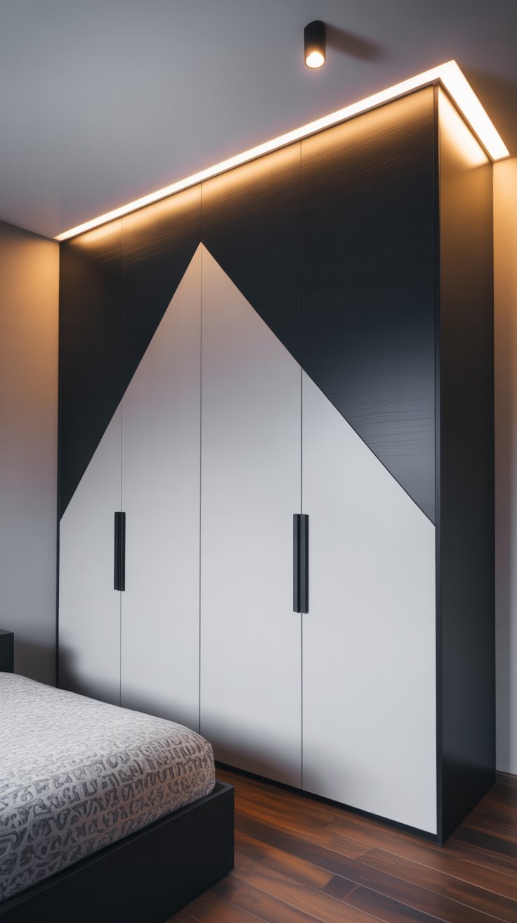 Penderie moderne avec motif géométrique noir et blanc