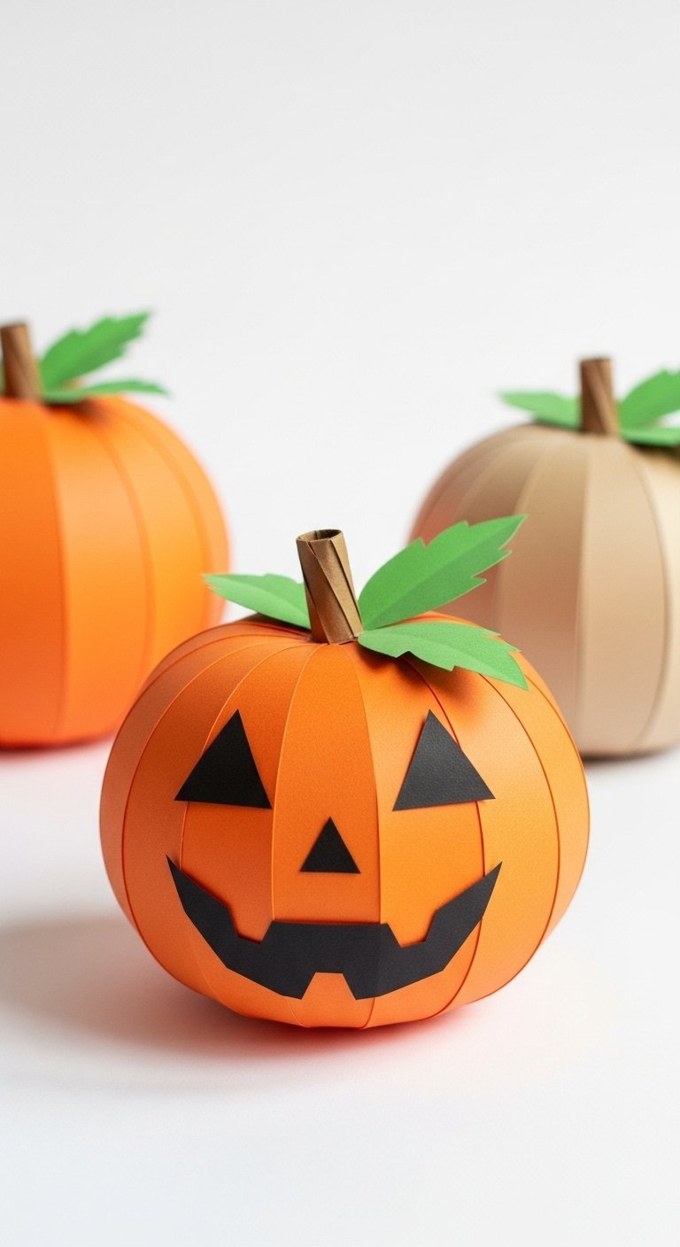 Bricolage de citrouilles d Halloween en papier orange et beige