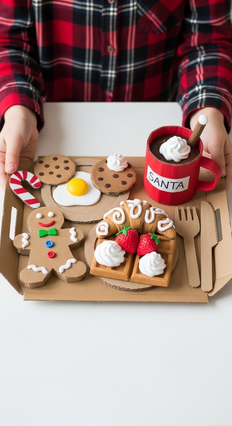 Plateau de petit déjeuner pour le père noël fait en carton par un enfant