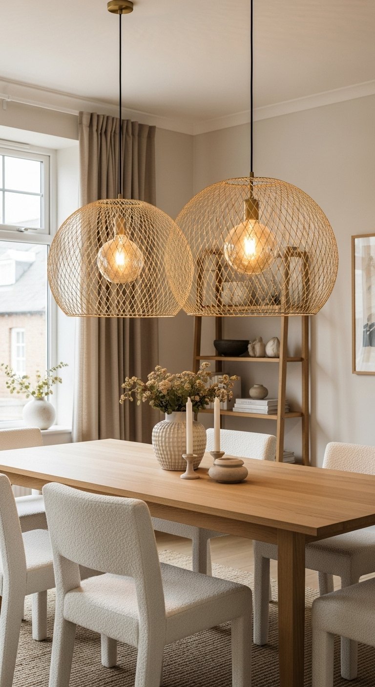 Deux grandes suspensions luminaires sphériques en cannage