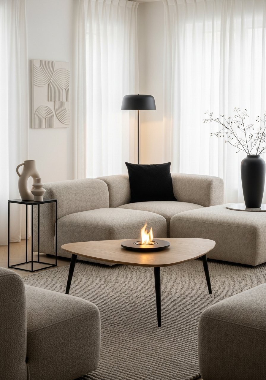 salon japandi moderne contraste