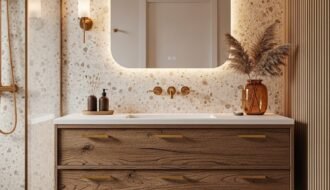 Terrazzo beige miroir retro
