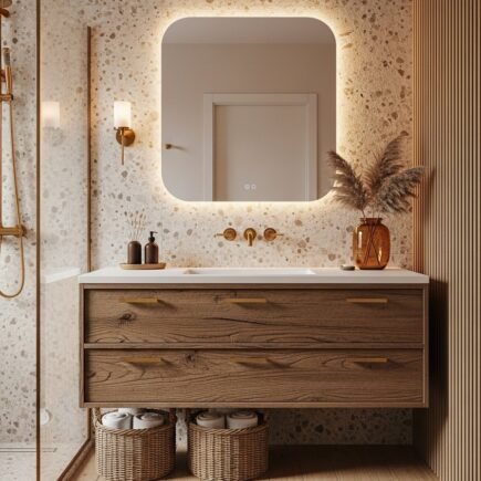 Terrazzo beige miroir retro