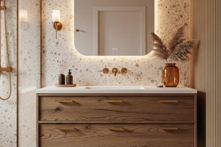 Terrazzo beige miroir retro