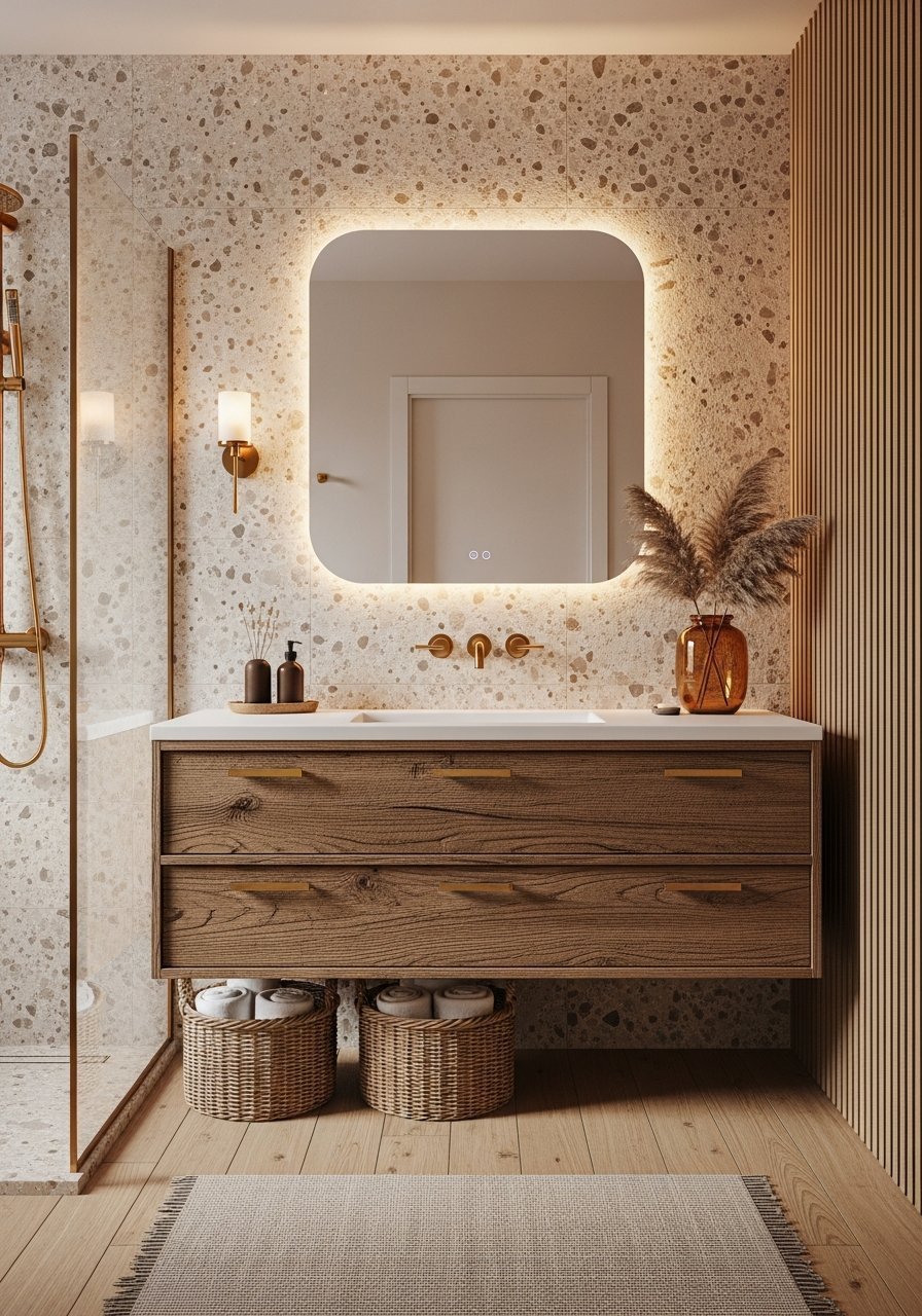 Terrazzo beige miroir retro