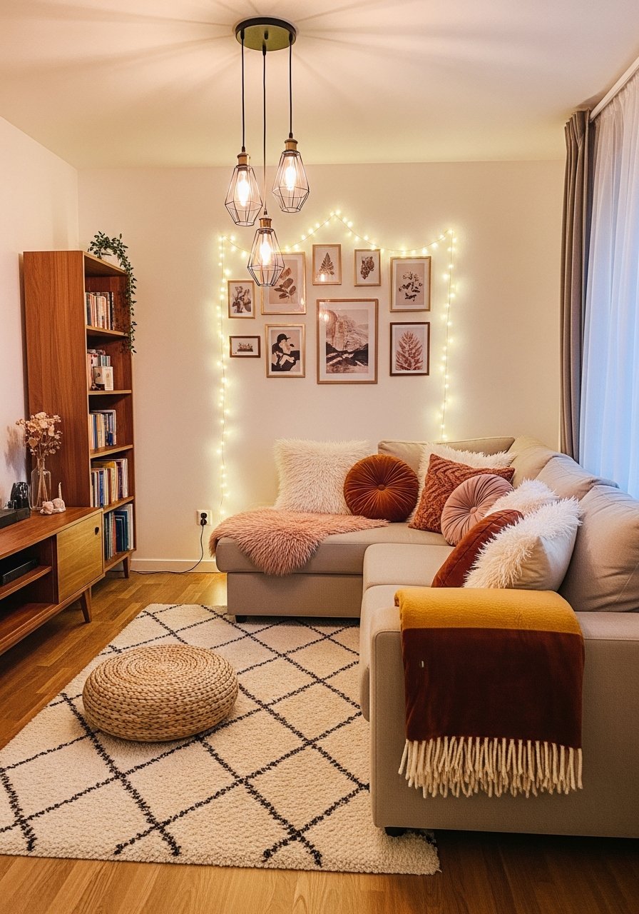 mur guirlande lumineuse photos