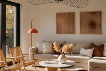 fauteuils rotin tapis jute