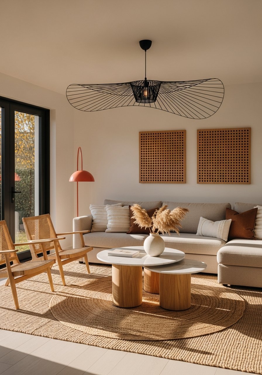 fauteuils rotin tapis jute