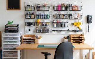 mur pegboard craft room