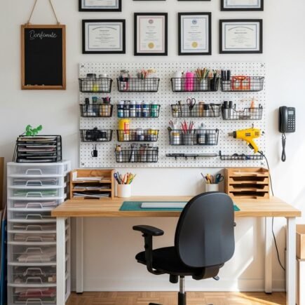 mur pegboard craft room