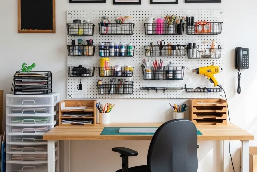 mur pegboard craft room