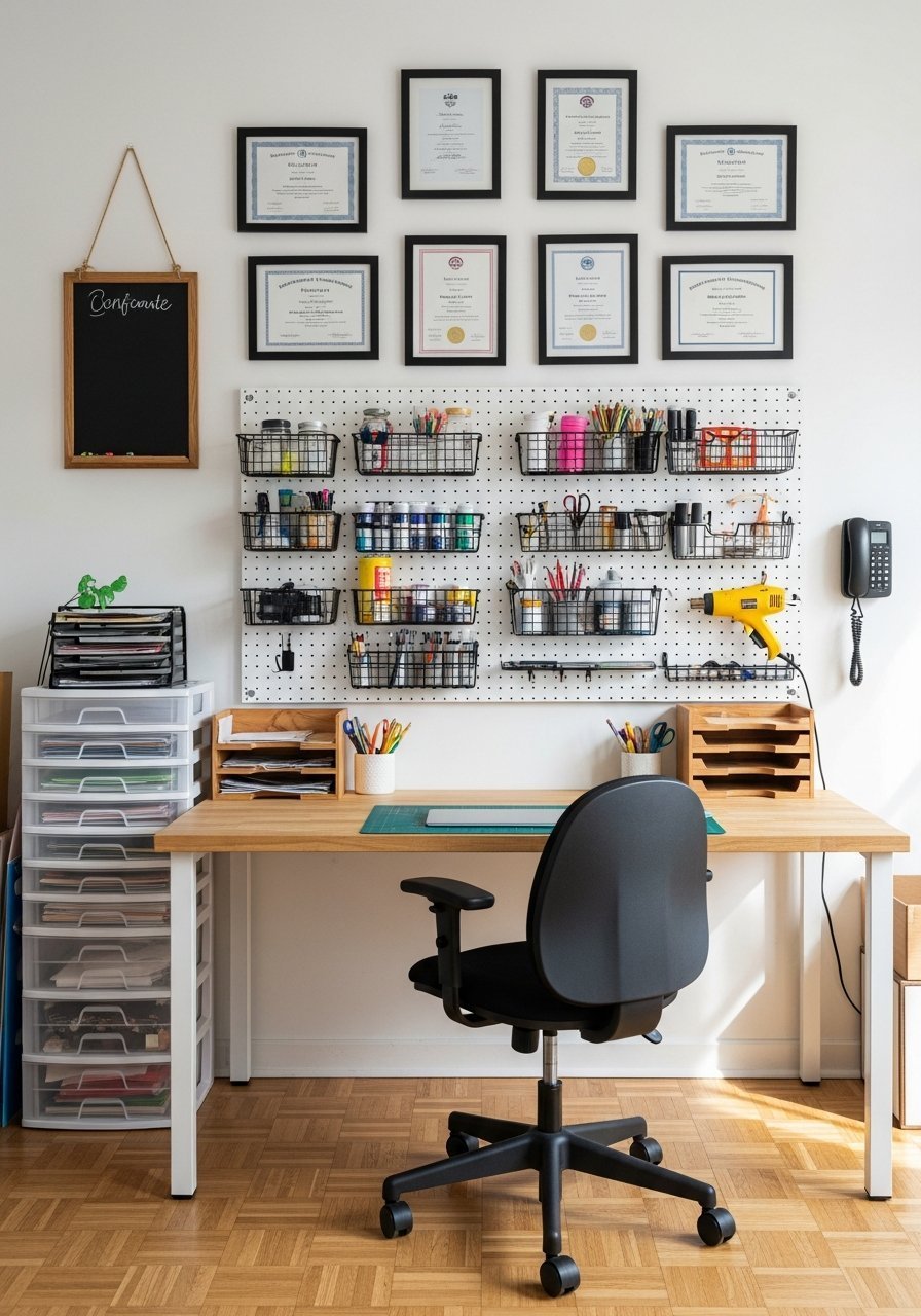 mur pegboard craft room