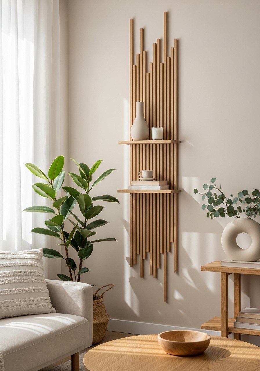 Panneau tasseaux bois vertical