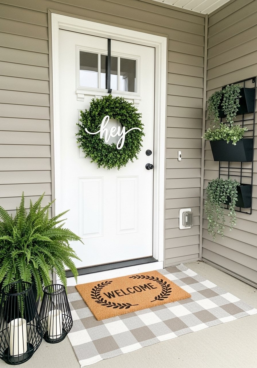 Porte blanche deco murale vegetale