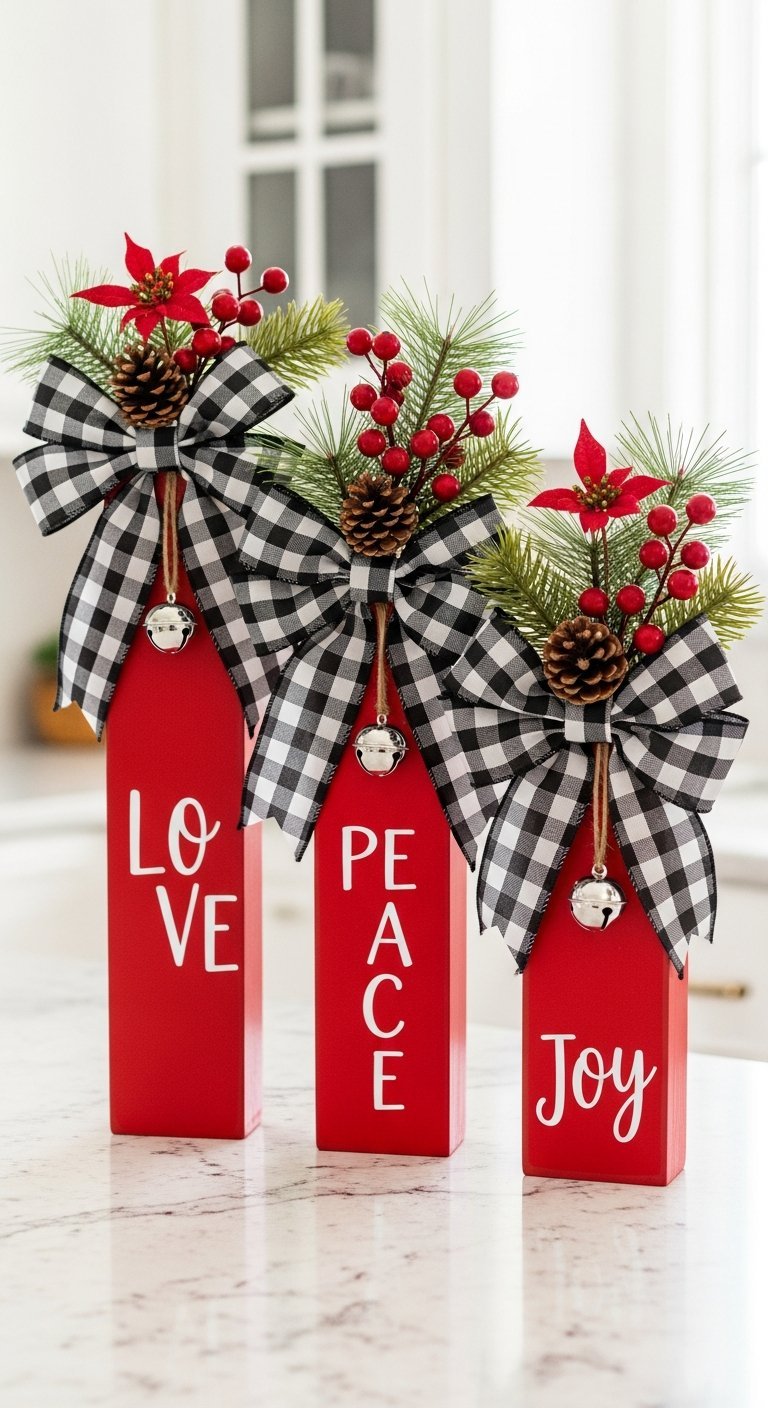 Village de Noël DIY en bois blanc lumineux sur un porche