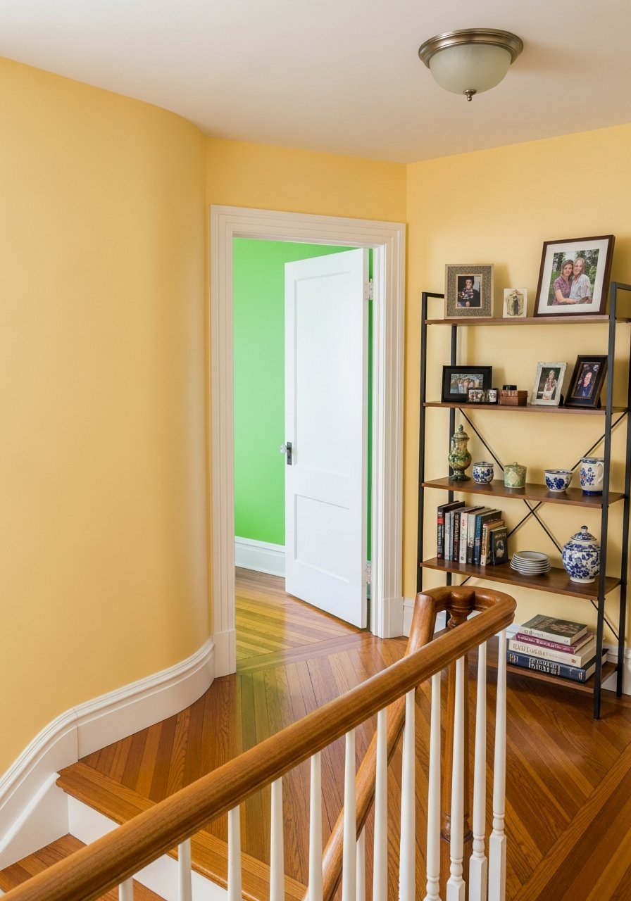 peinture jaune moutarde couloir