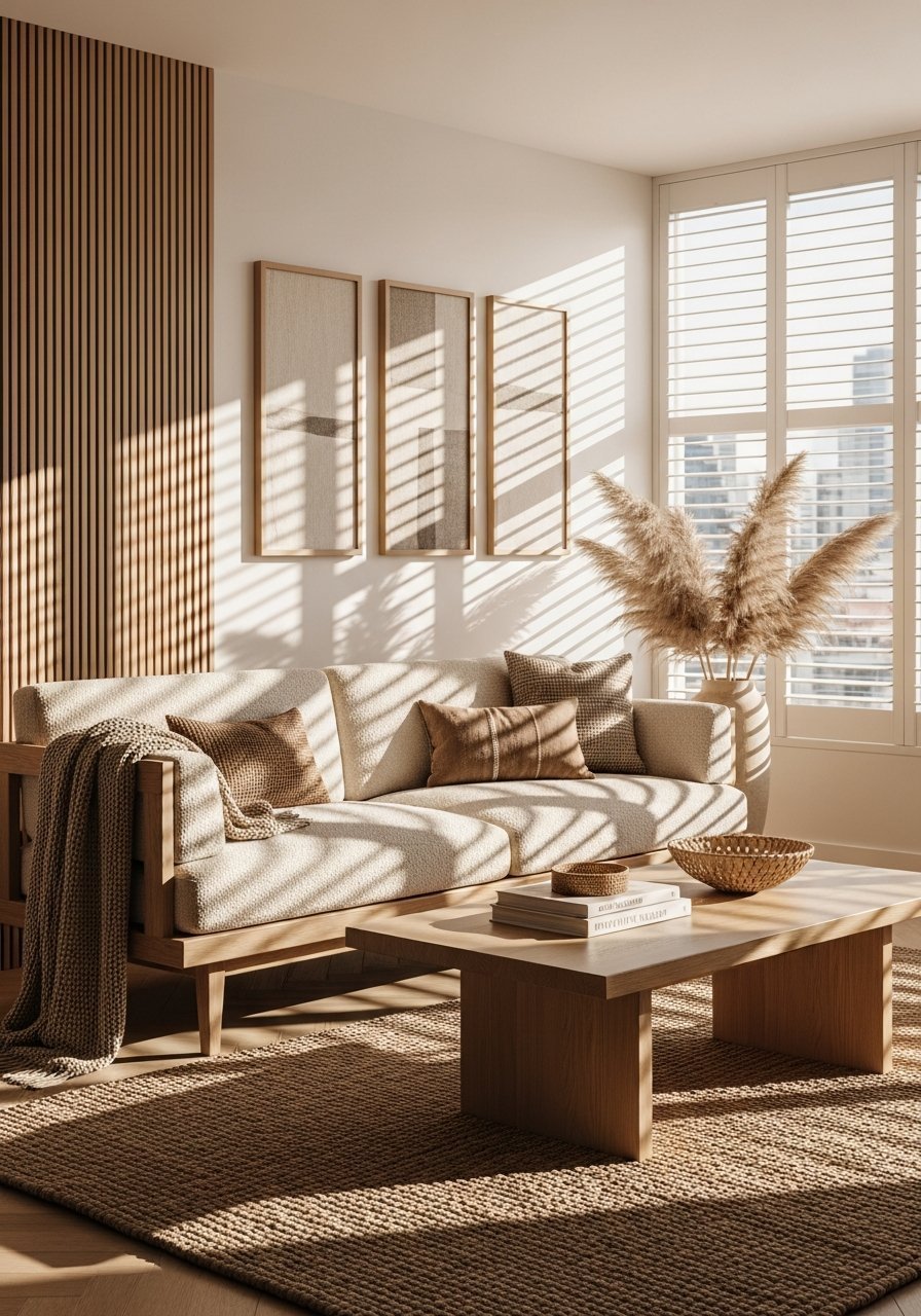 salon ensoleille ombres texturées