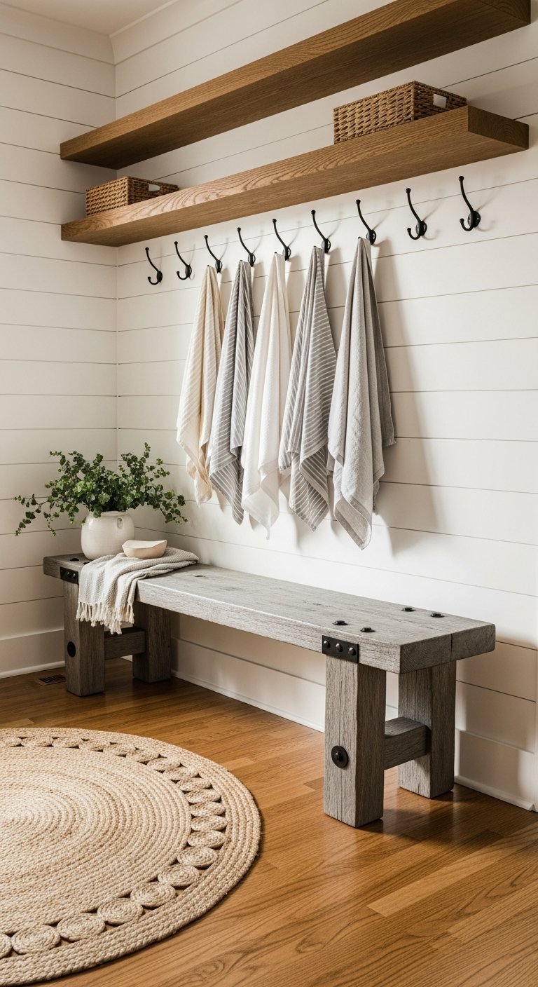 banc rustique gris massif