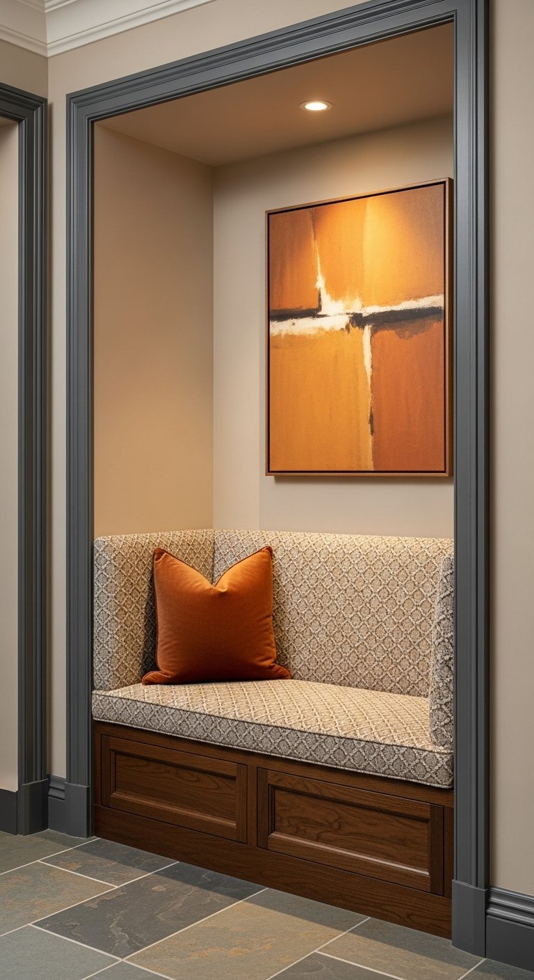 banquette alcove art orange