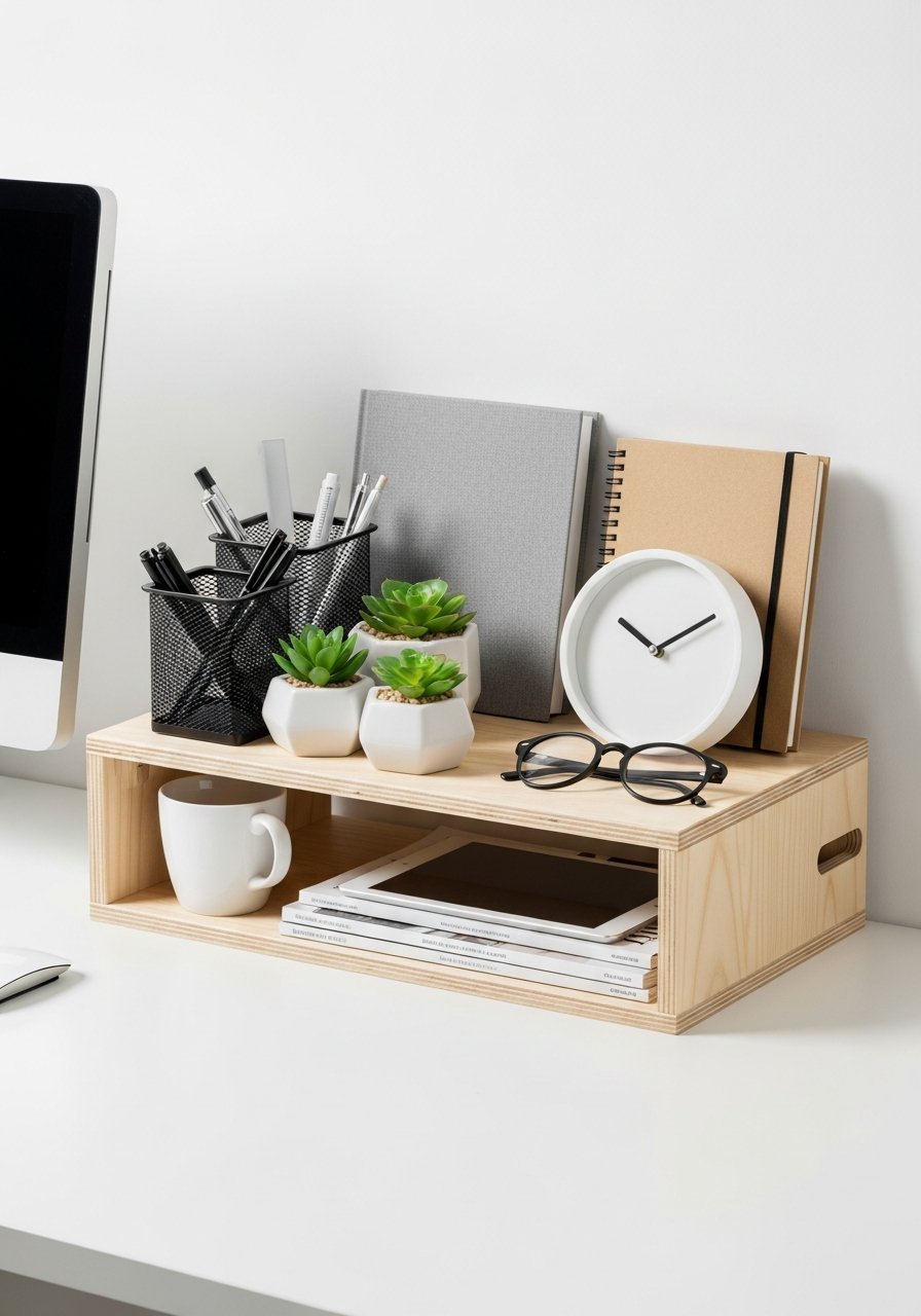 support ecran bois rangement