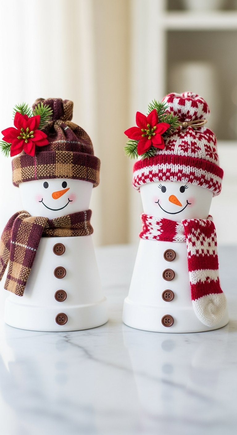 Figurine de ski DIY faite avec une pomme de pin et une perle en bois