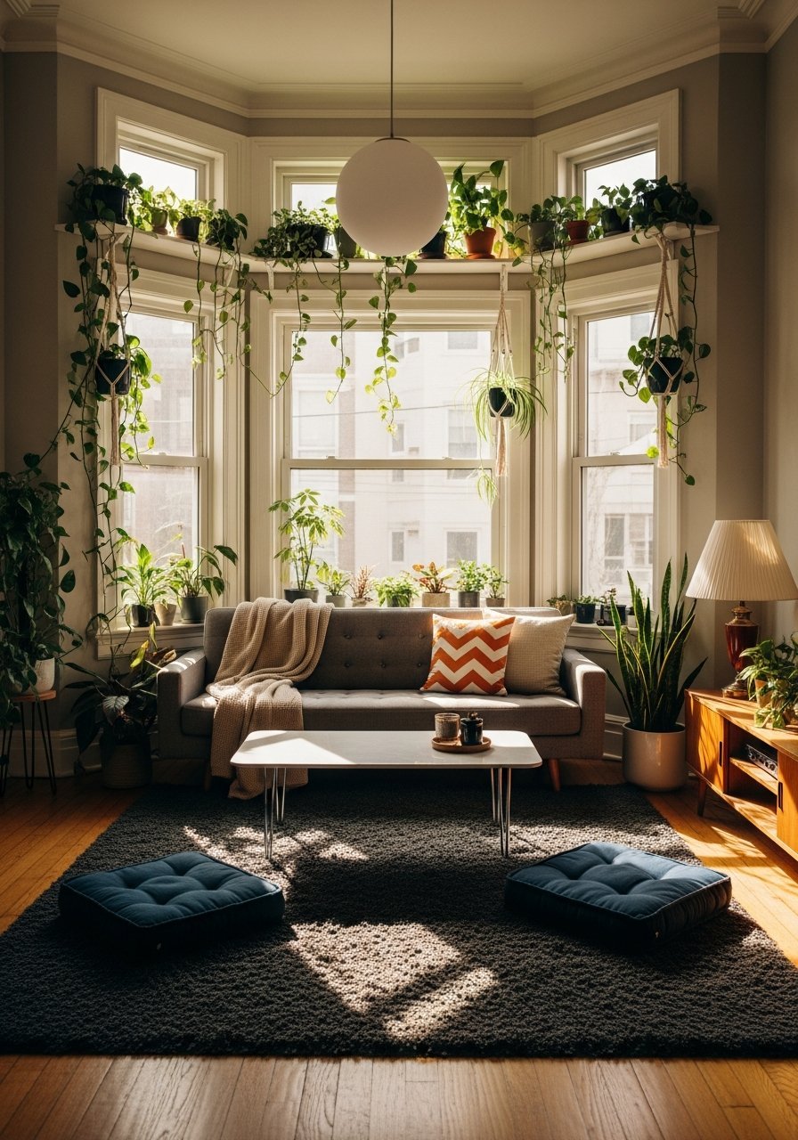 baie vitree plantes interieur