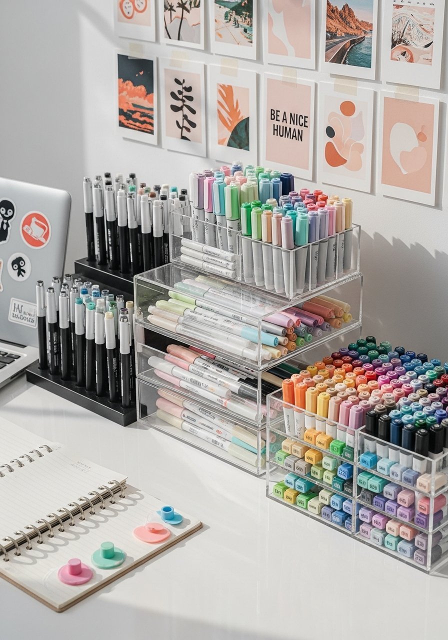 rangement marqueurs acrylique