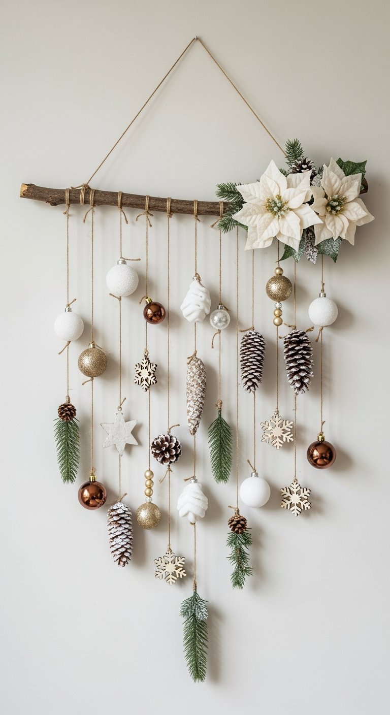 Bonhomme de neige DIY fait de trois vases ronds empilés avec scènes de Noël