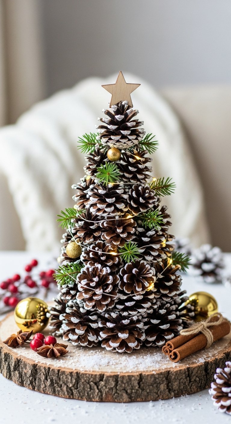 Petit sapin de noel diy en pommes de pin pour centre de table