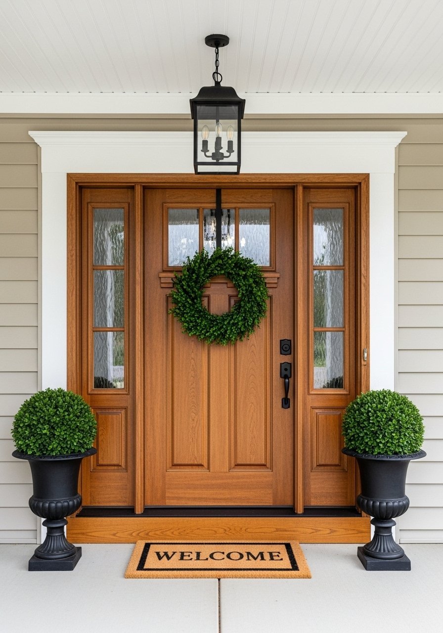 Porte bois classique vitrage lateral