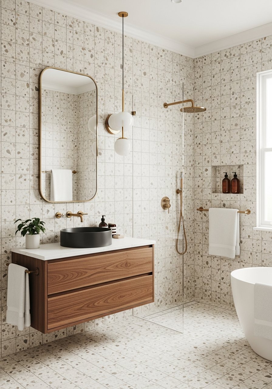 Salle de bain terrazzo neutre