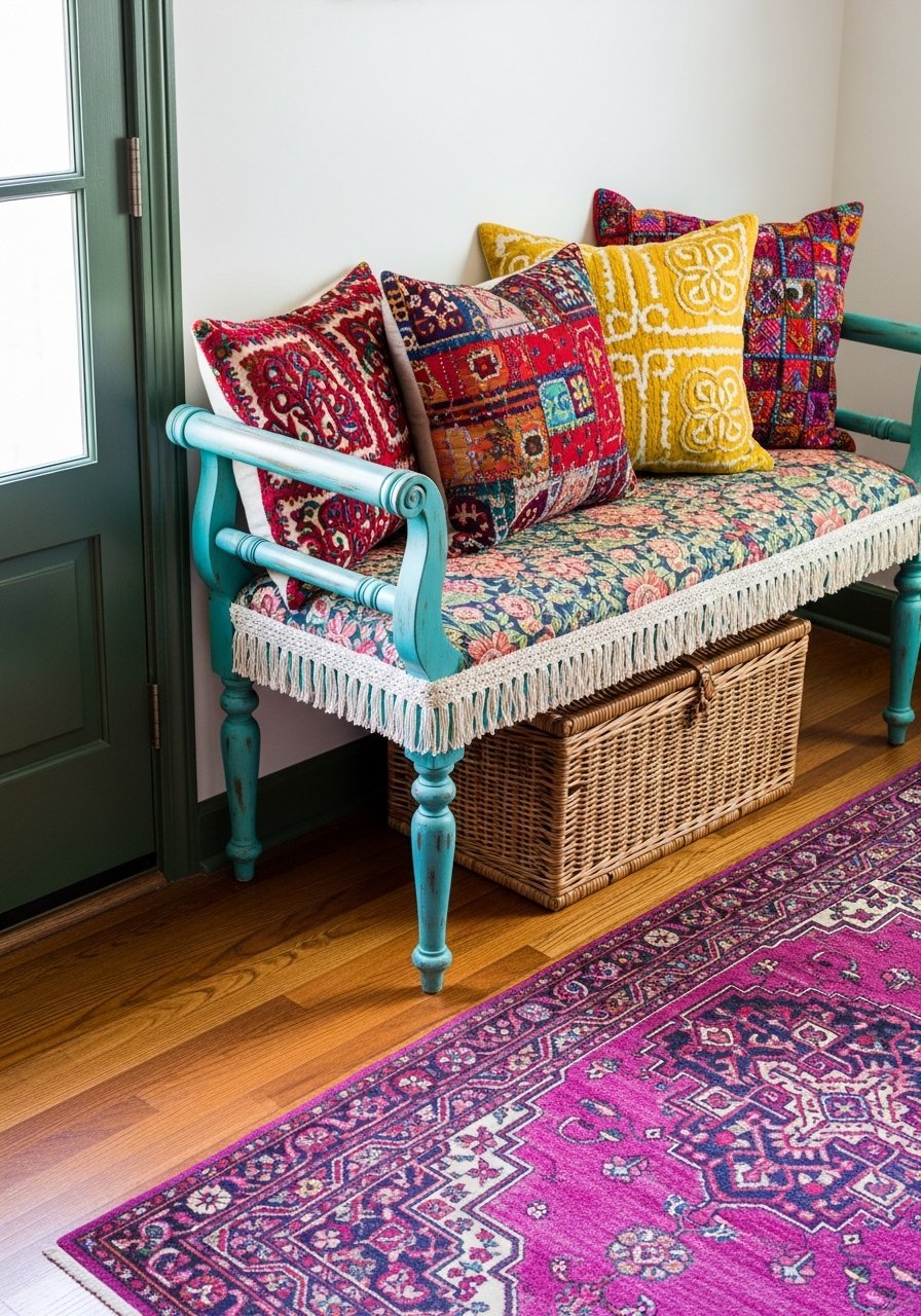 banc boheme turquoise colore