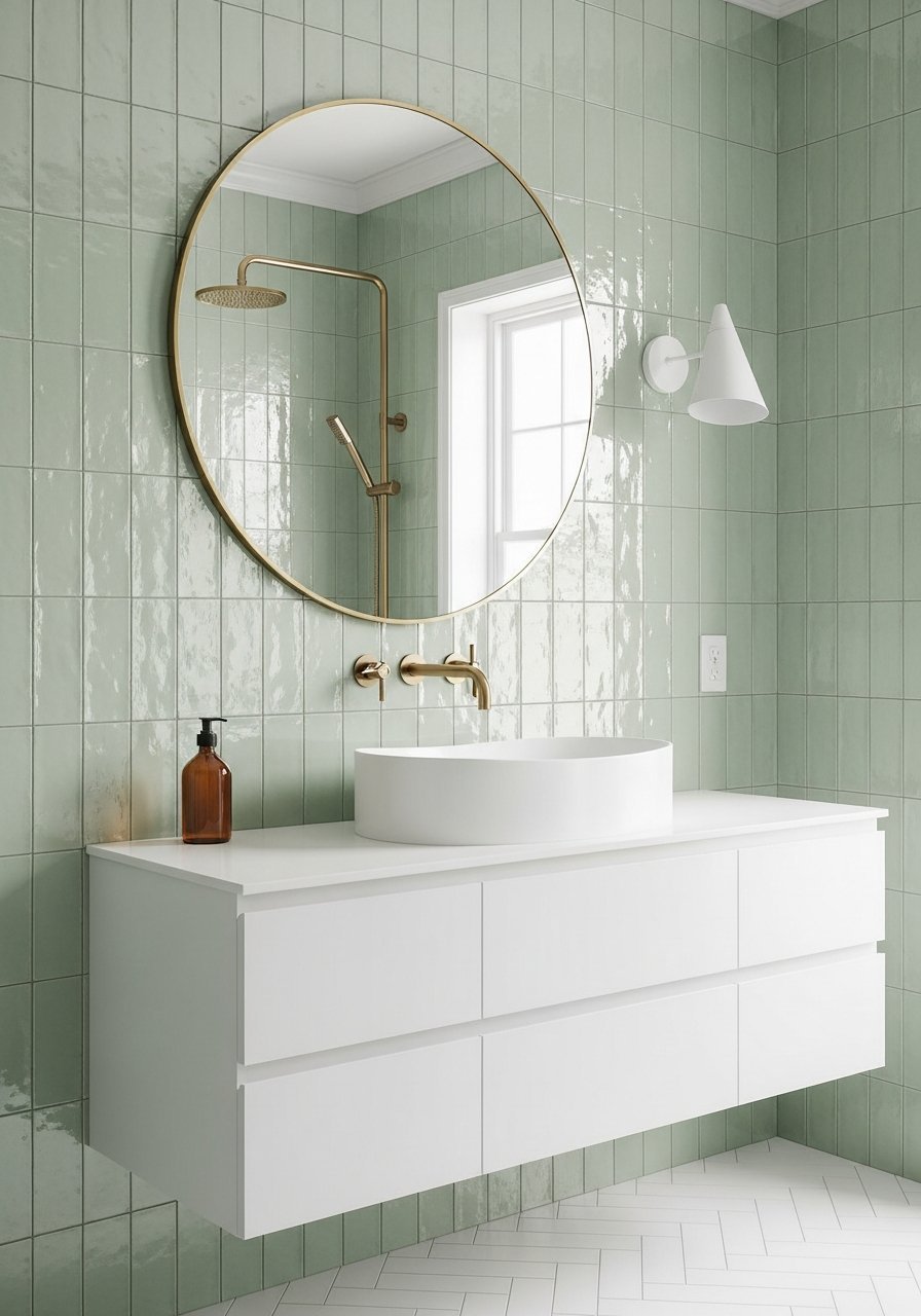 salle de bain zellige vert menthe
