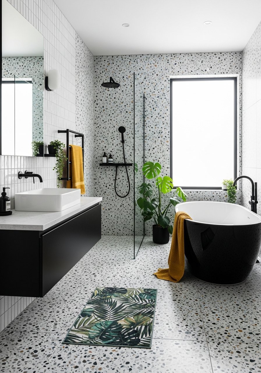 Baignoire ilot noire terrazzo