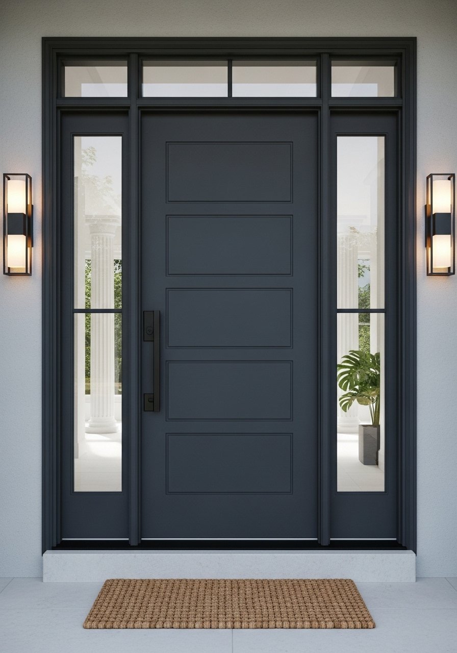 Double porte gris anthracite sidelights