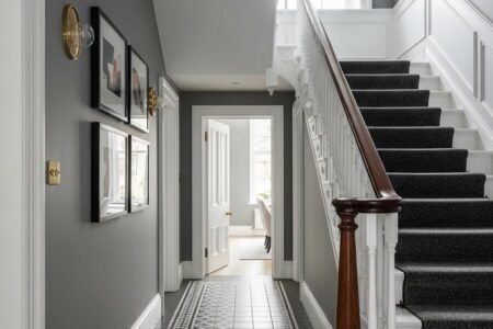 couloir gris perle carrelage