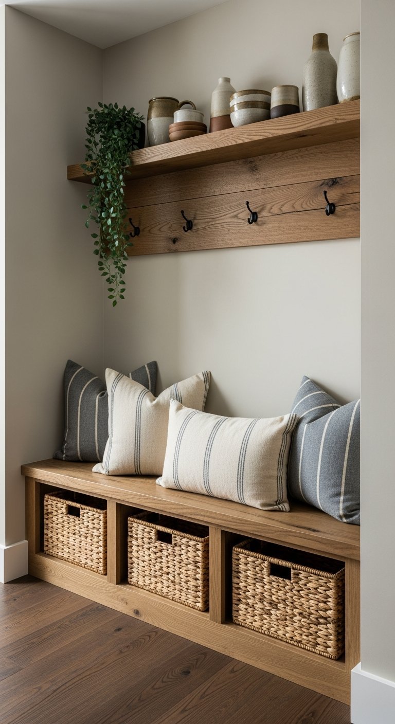 etagere poterie banc bois